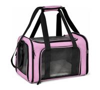 F Fityle Transportín Plegable para Mascotas Transportador Bolso Jaula Bolsa con Rejillas de Malla para Aire y Visión Oxford Robusto de Fácil Plegado Cojín de, Rosa, L