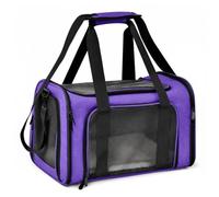 F Fityle Transportín Plegable para Mascotas Transportador Bolso Jaula Bolsa con Rejillas de Malla para Aire y Visión Oxford Robusto de Fácil Plegado Cojín de, Morado, L