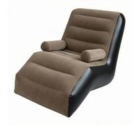 F Fityle Tumbona Inflable con Inflador Portátil | Bomba Pie Incluida, perficie Acolchada Ave, Sillón Inflable, para Dormitorio, Gris