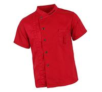 FITYLE Unisex Chef Chaquetas Cortas Mangas Hotel Camareros Uniformes De Cocina Blanco Negro Rojo - Rojo, 3XL
