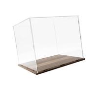 F Fityle Vitrina de acrílico Transparente para coleccionistas, Organizador de Almacenamiento con Base de Madera, Vitrina Decorativa para Figuras de acción, 15cmx10cm