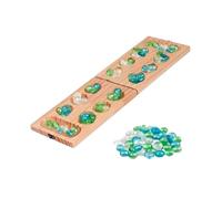 F Fityle Wood Mancala Board Game Game Set Strategy Toy Classic para niños Adultos 2 Jugadores Juego Portable Festival Viajes 48 Beads Table Games, Caja con Hebilla
