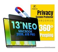 F FORITO Protector de pantalla magnético de privacidad compatible con MacBook Neo 2026 de 13 pulgadas con chip A18 Pro, protector de pantalla de privacidad extraíble de 360°, antimiradas, antiluz azul