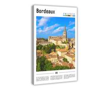 F I N U C B Burdeos Gironde Francia Decoración de pared de viaje alrededor del mundo, arte de pared de viaje de moda, impresiones artísticas de pared de ciudad retro estética, marco de destino de 30 x