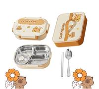 F-iambrera Hermética Capybara, F-iambrera De Acero Inoxidable Panda, Fi-ambrera Para Microondas Con 4 Compartimentos Y Cuenco Para Sopa, Bolsa Isotérmica, Cuchara, Palillos, Juego De Recipientes