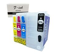F-INK 4 cartuchos de tinta recargables vacíos de repuesto para cartuchos de tinta 27XL y 27XXL, 4 colores (T2791 negro, T2712 cian, T2713 magenta, T2714 amarillo)