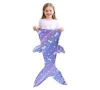 (F)Kids Mermaid Tail Blanket Soft Warm Plush Sleeping Bag Glow in the Dark Wearable Sleeping Sack Photo Prop Throw Blanket