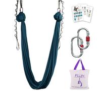 F.Life Aerial Yoga Hammock kit Include Daisy Chain Carabiner and Pose Guide (Blackish Green)