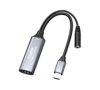 F.QYNing HDMI Video Capture con Mic Audio Mix,USB C 2.0 Video Capture Card,4K 30Hz Video Capture Output Resolution Up to 1080P 60Hz for Windows,Android,MacOS,VLC,OBS,Amcap,etc