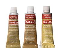 F|S FRAMER SUPPLY Amaco Rub 'N Buff Wax acabado metálico, surtido de 3 colores dorados (hoja de oro, oro antiguo, oro griego)