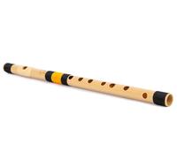 F Sharp - Bansuri medio para diestros, negro y naranja, sintonizado con Tanpura A = 440 Hz, flauta de PVC + lecciones de flauta hindi e inglés