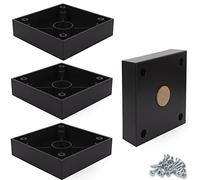 F!XBL Cuba Grande - Elevadores de Muebles, Patas para muebles (2,5 cm de alto, con almohadillas de fieltro, color negro, rectangulares, 4 unidades)