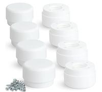 F!XBL Juego de 8 patas ajustables para muebles, diámetro de 55 mm, altura de 23 a 35 mm, redondas, color blanco