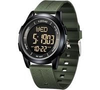 F.ZEGAO Reloj digital de metal ultrafino e impermeable para hombre, relojes militares con temporizador, relojes deportivos multifunción para hombre, MetalGreen, Classic Sport