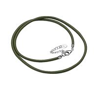 F.ZENI Cadena de piel de plata de ley 925 cierre de mosquetón, collar de piel auténtica 3 mm de ancho cadena para colgante de 45 - 60 cm cordón de piel cadena