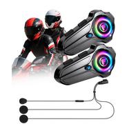 F10Pro Intercomunicador Casco Moto para 2 Personas, Comunicador Casco Moto Bluetooth 5.3, Emparejamiento Universal, Alcance de 1000m, Cancelación Inteligente de Ruido, IP67, Llamadas Manos Libres