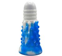 F133-Dildos clásicos azules y blancos (460 g Longitud: 18.3 cm Diámetro: 4.7 cm) Dildos realistas Réplica de pene Ventosa súper fuerte con gel de sílice médico