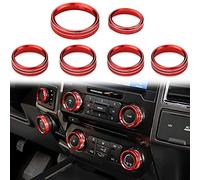 F150 XLT 4WD y perilla de motor de remolque AC VOL cubierta de interruptor de aire acondicionado anillo de ajuste de audio perilla de consola central compatible con Ford F150 XLT accesorios 2015-2019 6 piezas (rojo)