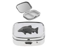 F18 Tench Fish acabado negro hecho de fino peltre inglés en un pastillero con espejo para 2 días