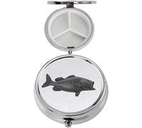 F20 Largemouth Bass Fish acabado negro hecho de fino peltre inglés en un contenedor de 3 secciones con espejo