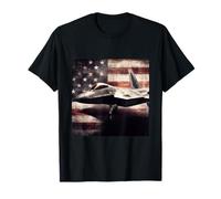 F22 Raptor Jet Fighter Vintage Color Distressed Bandera de Estados Unidos Camiseta