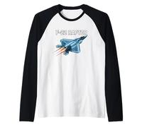 F22 Raptor Stealth Fighter Jet Avión Diseño Regalo Camiseta Manga Raglan