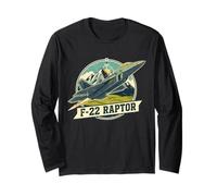 F22 Raptor Stealth Fighter Jet Avión Diseño Regalo Manga Larga