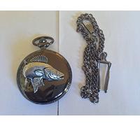 F24 Zander / Walleye - Reloj de bolsillo de cuarzo pulido para hombre, fabricado en Sheffield, negro