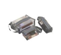 F2L0 P - Bolsas de maquillaje portátiles de malla transparente pequeñas y grandes, color negro, para viajes, organizador de almacenamiento de lápiz labial, gris, 3pcs/1set