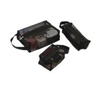 F2L0 P - Bolsas de maquillaje portátiles de malla transparente pequeñas y grandes, color negro, para viajes, organizador de almacenamiento de lápiz labial, Black, 3pcs/1set