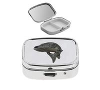 F39 Turning Pike Fish - Pastillero de peltre inglés fino en pastillero con espejo para 2 días, color negro