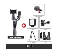 F6 3 Axis Gimbal Estabilizador de Mano Teléfono móvil Grabación Video Smartphone for cámara acción Vlog Live Transmisión en Vivo(F6 Set8)