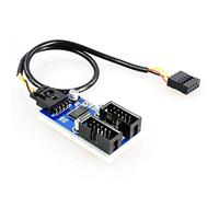 F71S USB 2.0 Hub intern Splitter placa base 1 a 2 extensiones, 1 x 9 pines a 2 x 9 pines, extensión, cable de 30 cm, conector adaptador multiplicador