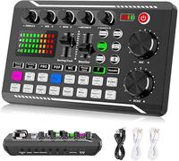 F998 Audio Card Mixer Podcast, Voice Changer para Efectos Sonoros Tarjeta para Micrófono Karaoke
