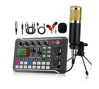 F998 Live Sound Card Audio Mixer with DJ Mixer Effects & Voice Changer
