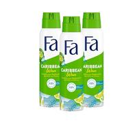 Fa Desodorante en spray Caribbean Wave (3 x 150 ml), desodorante con el exótico aroma fresco de limón, desodorante sin aluminio para una protección de hasta 48 horas, no deja residuos de desodorante