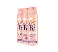 FA Desodorante en spray Divine Moments (3 x 150 ml), desodorante con aroma a flor de camelia silvestre, fórmula vegana, detiene las bacterias, desodorante protector sin sales de aluminio