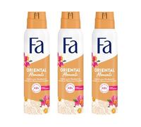 Fa Desodorante en spray Oriental Moments (3 x 150 ml), desodorante con el delicado aroma de rosa del desierto y madera de sándalo, desodorante sin aluminio para una protección de hasta 48 horas, no