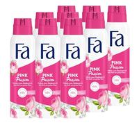 Fa Desodorante en spray Pink Passion (9 x 150 ml), desodorante con el dulce aroma de rosa rosa, desodorante sin aluminio para una protección de hasta 48 horas, no deja residuos de desodorante en la