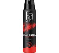 Fa Desodorante y spray corporal para hombre Attraction Force (150 ml), desodorante en espray con seductora fragancia, desodorante sin aluminio para una protección de hasta 48 horas, no deja residuos