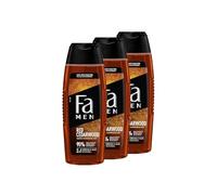 FA Gel de ducha Men Red Cedarwood con fragancia inspirada en perfume (3 x 250 ml) fórmula 2 en 1 para cuerpo y cabello, experimenta la potente y duradera combinación de fragancias de madera de cedro y