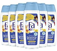 FA Gel de ducha y champú para niños (6 x 250 ml) fantástico mundo pirata aroma marino salvaje, con provitamina B5 para piel y cabello sin colorantes artificiales, contenido 95% de origen natural