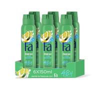 Fa Limones del Caribe Desodorante en Spray (6 x 150 ml), spray antitranspiración y antimanchas, desodorante sin aluminio y con hasta 48 horas de protección, fórmula vegana*