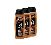 FA Men Dark Passion Gel de ducha (3 x 250 ml), 2 en 1 para cuerpo y cabello, con el aroma masculino de seductor sándalo y especias orientales, fórmula suave y vegana