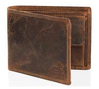Fa.Volmer® Billetera de Cuero para Hombre marrón/Negro con protección RFID y Look # VO19