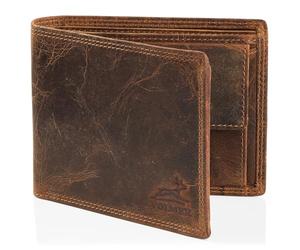 Fa.Volmer® Billetera de Cuero para Hombre marrón/Negro con protección RFID y Look # VO19