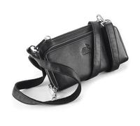 Fa.Volmer ® Cartera de piel auténtica para mujer, con bolsillo para teléfono móvil y protección RFID, correa de hombro desmontable, modelo Verona, Negro , large, Clásico