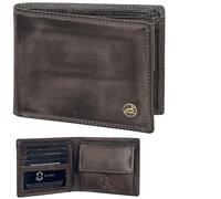 Fa.Volmer ® Cartera de piel para hombre con protección RFID, doble costura extra estable, 4+2 Card - Baslat Grey, schlanke Brieftasche, Clásico