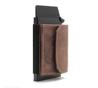 Fa.Volmer ® Mini cartera para hombre con bolsillo para monedas extraíble, cartera delgada de piel de búfalo o corcho, protección RFID NFC, Marrón Tipo 01, mini, Minimalista