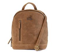 Fa.Volmer ® Mochila elegante para mujer, de piel, pequeña mochila, compartimento para tablet de 30,5 cm, 100 % piel de búfalo auténtica en aspecto vintage, color marrón, modelo Miami, marrón, M